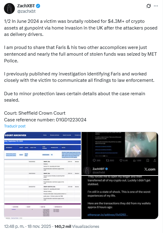 ZachXBT announcement | Source: X.com