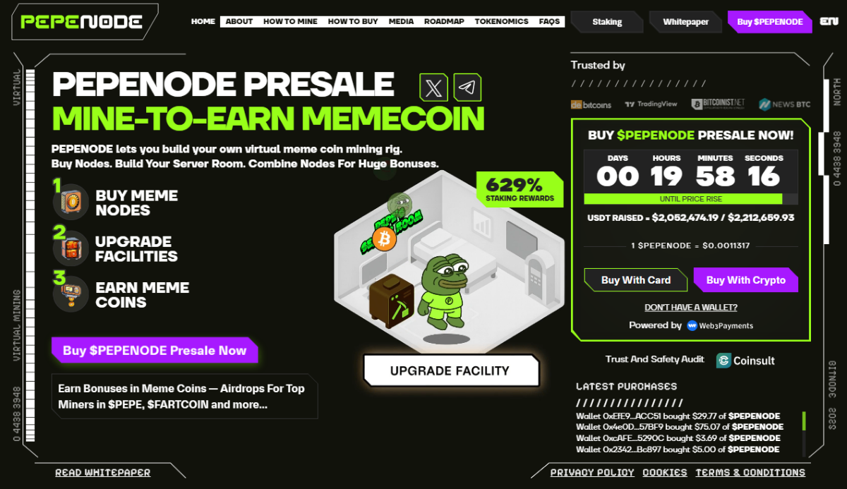 PEPENODE presale homepage