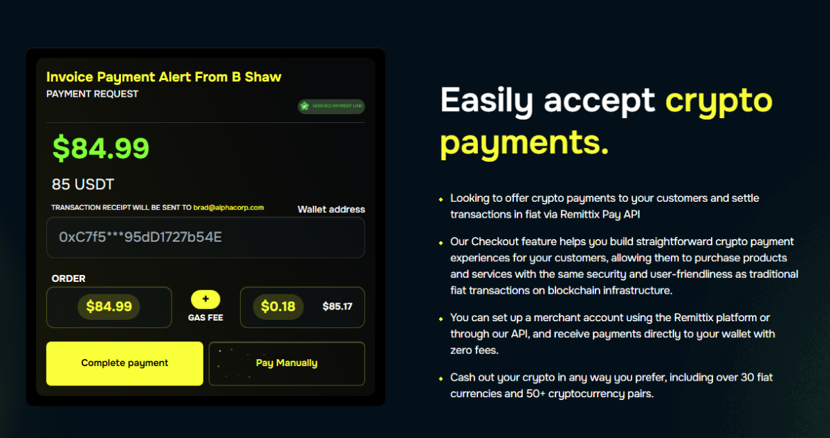 Remittix's crypto payments platform explained on its website