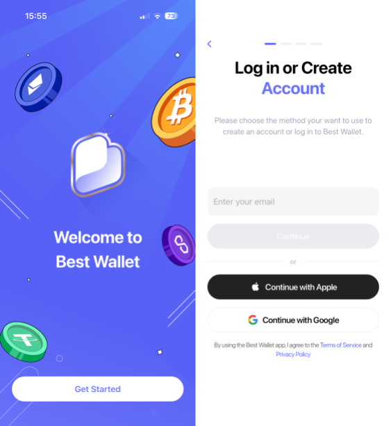 Best Wallet App screenshots for creating a new crypto wallet
