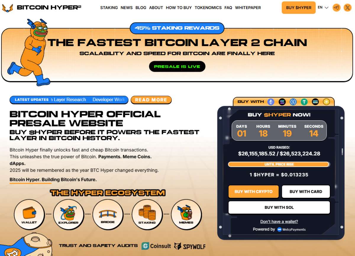 Website of the Bitcoin Hyper presale