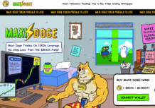 Maxidoge homepage featuring MAXI and slogans from crypto degens