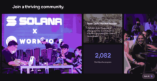 Solana homepage featuring hackathons and events