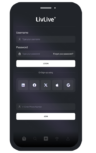 Screenshot showing the sign up and login screen for LivLive