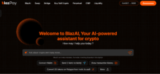 Blazpay’s natural language AI crypto assistant with prompts like ‘show transaction history’