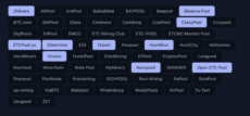 A grid displaying names of various Ethereum Classic (ETC) mining pools, including 2Miners, Binance Pool, Ethermine, and f2pool