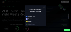 You will be prompted to connect a wallet on Solana to continue your purchase