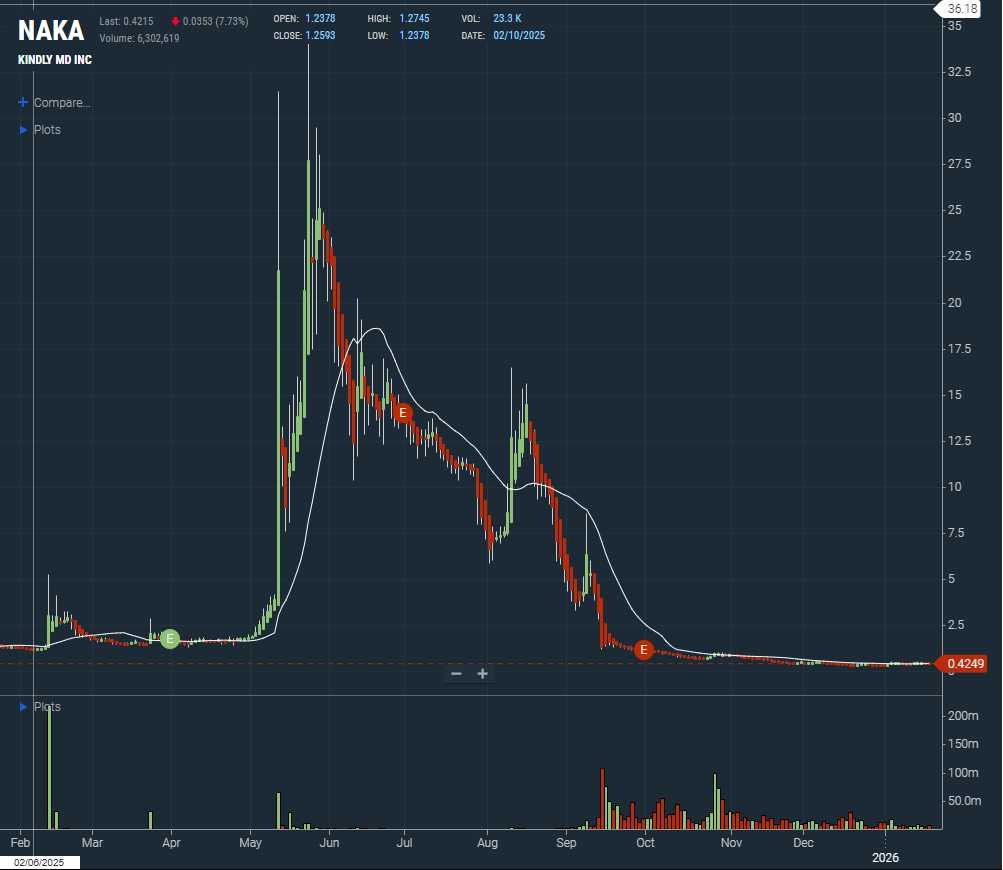 NAKA stock price from February 2025 to January 2026. | Source: TradingView