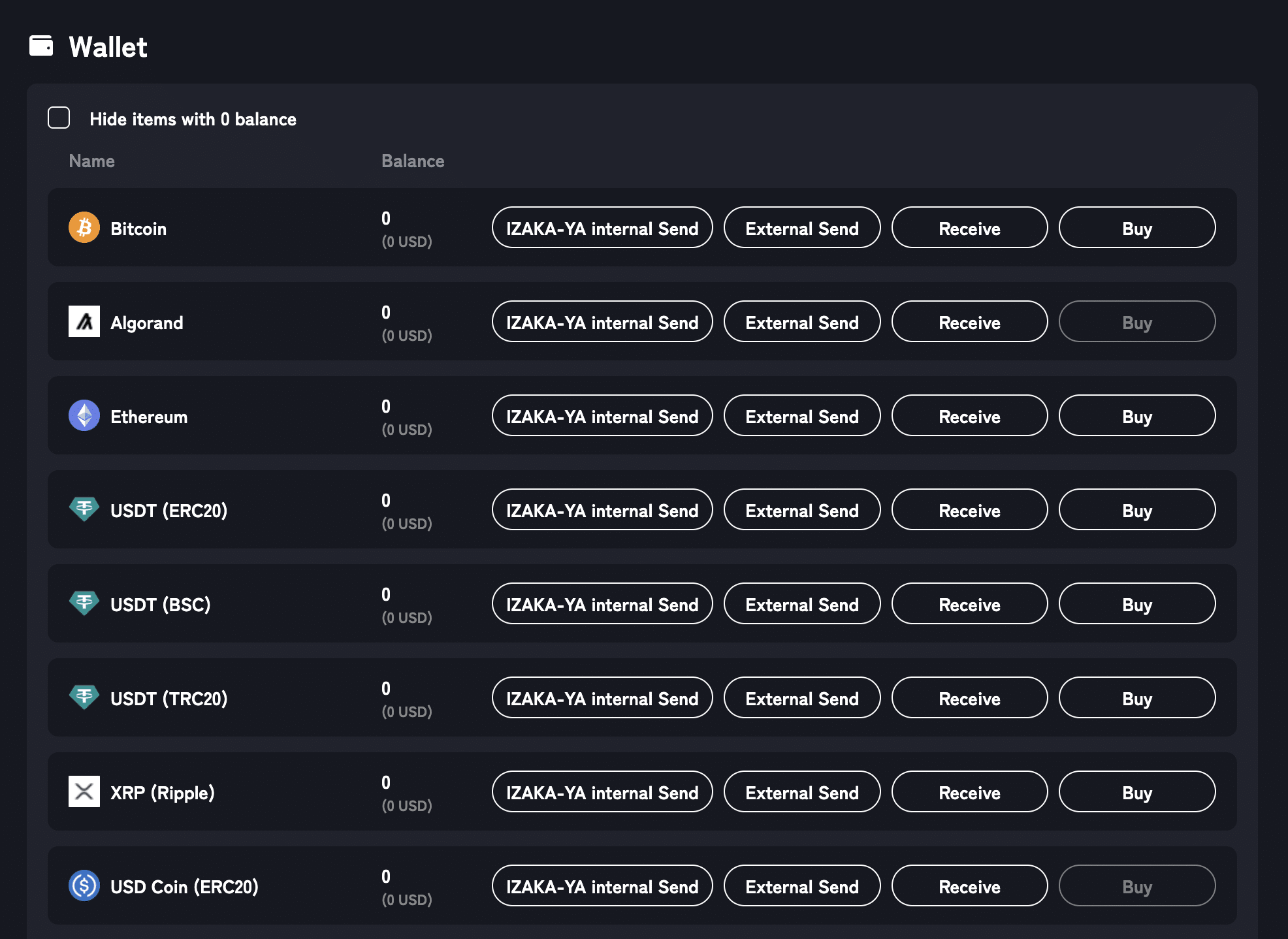  IZAKA-YA wallet interface