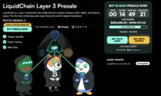 LiquidChain presale page showing token price, funds raised, and purchase options
