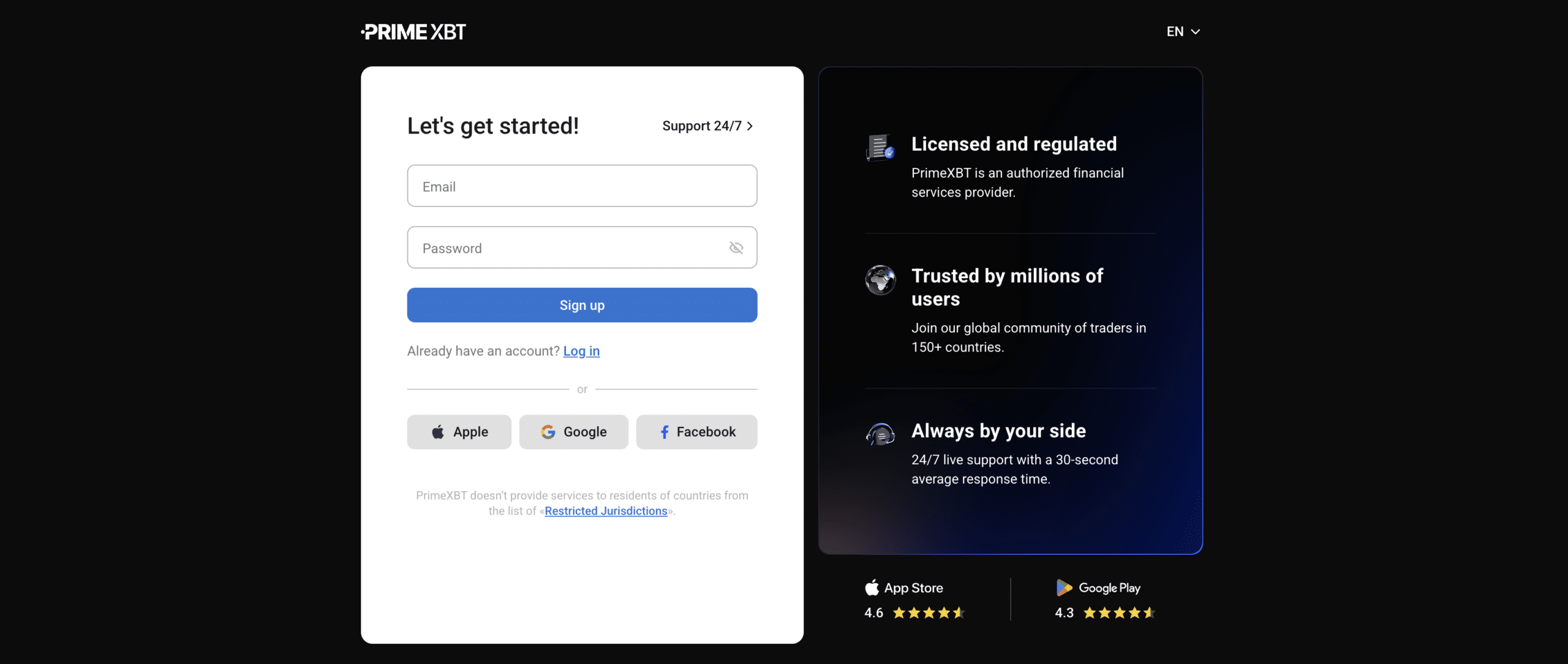 primexbt signup page 2